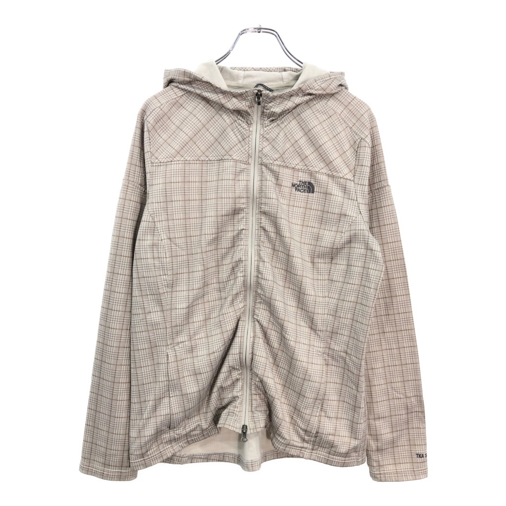 THE NORTH FACE ノースフェイス ソフトシェルジャケット アウトドア 千鳥格子 ベージュ(レディース XL)中古 古着 V2440拍卖