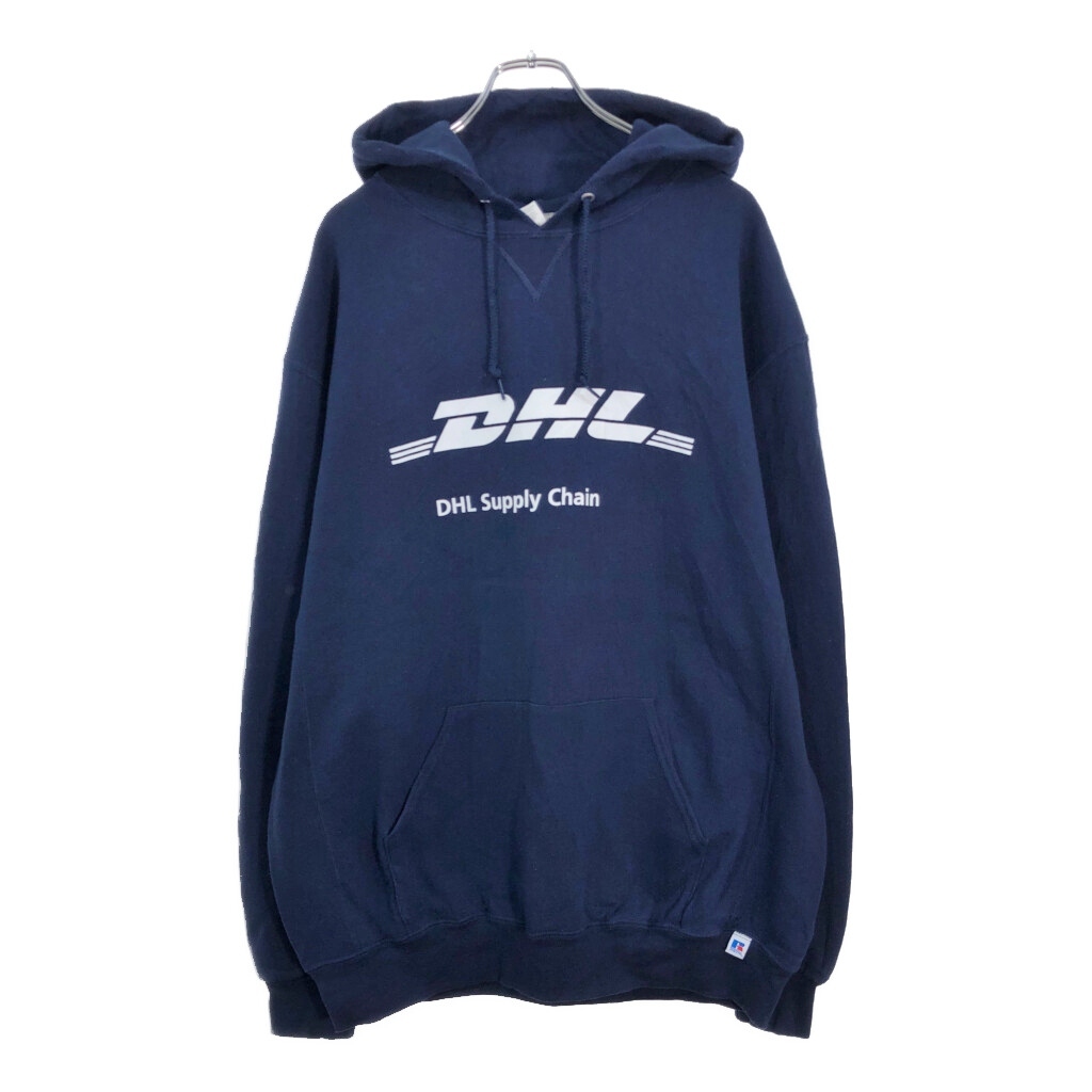 RUSSELL ATHLETIC ラッセル DHL 企業ロゴ スウェットパーカー ネイビー(メンズ XL)中古 古着 V4125拍卖