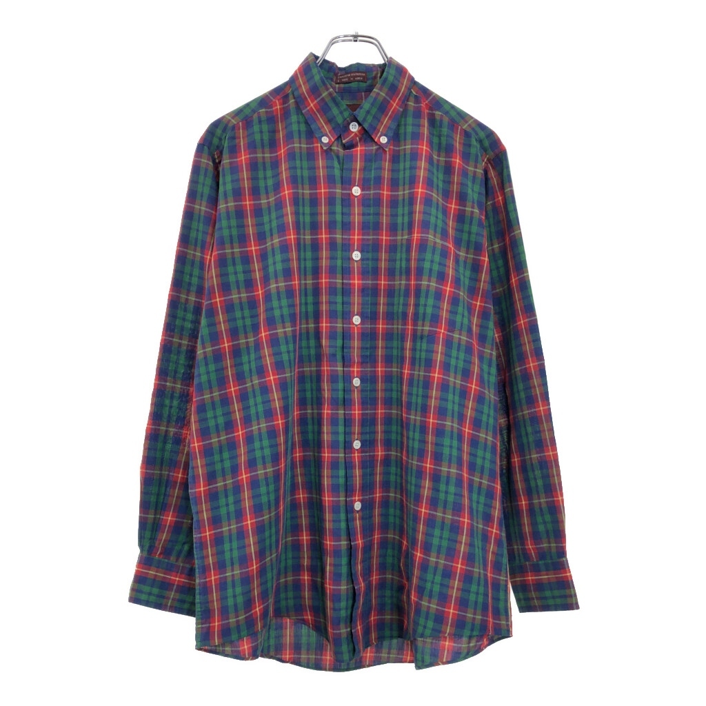 90年代 CHAPS Ralph Lauren チャップス ラルフローレン ボタンダウン 長袖シャツ チェック マルチカラー(メンズ M)中古 古着 V2666拍卖
