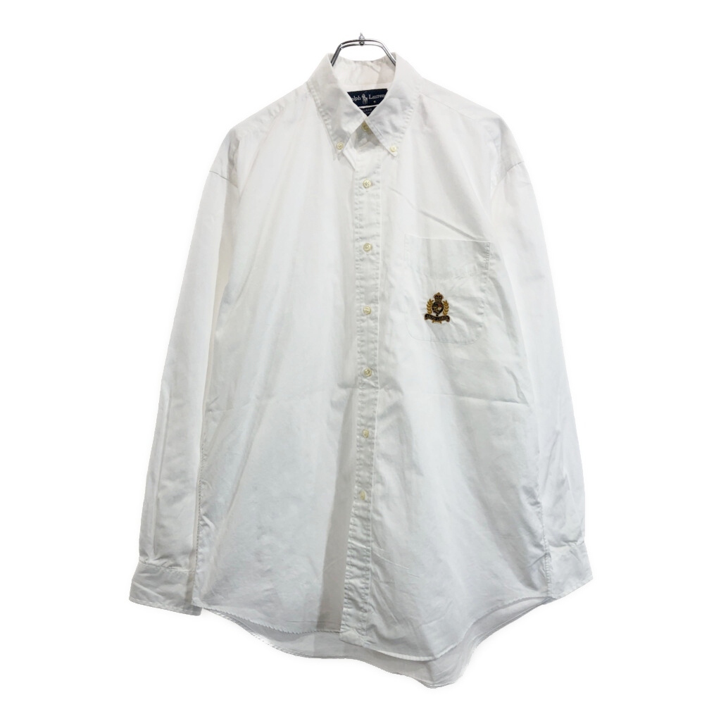 90年代 RALPH LAUREN ラルフローレン BLAIRE ボタンダウン 長袖シャツ ホワイト(メンズ M)中古 古着 V2771拍卖