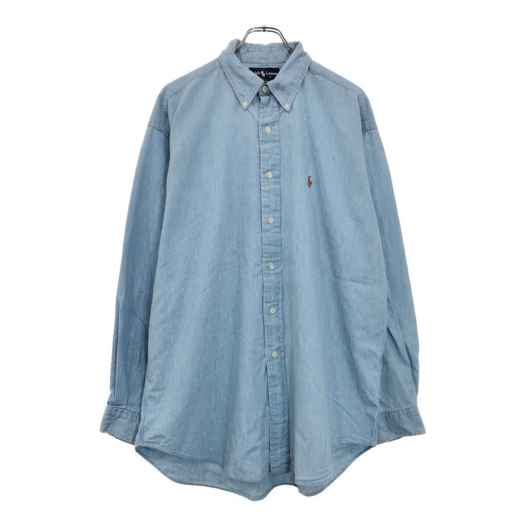 RALPH LAUREN ラルフローレン BLAIRE ボタンダウン デニムシャツ ライトブルー(メンズ L)中古 古着 V2886拍卖