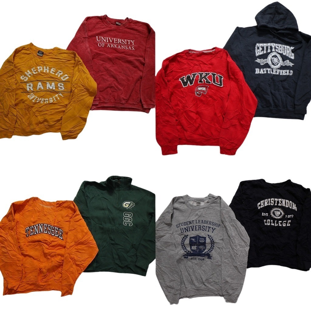 古着卸 まとめ売り カレッジ風 スウェット 8枚セット (メンズ S ) アーチロゴ スタンドカラー チームロゴ フーディー NC1077 1円スタート拍卖