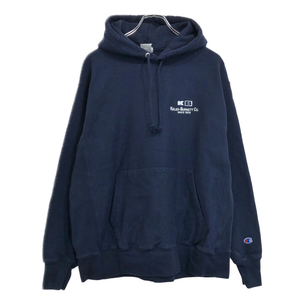 Champion チャンピオン REVERSE WEAVE リバースウィーブ スウェット パーカー 企業ロゴ ネイビー(メンズ LARGE)中古 古着 V3065拍卖