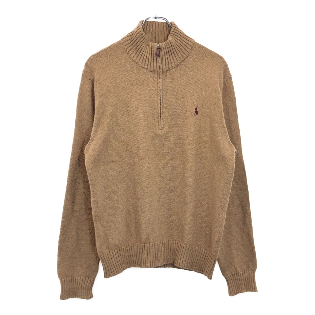 Polo by Ralph Lauren ポロ ラルフローレン ハーフジップ コットンセーター ブラウン(メンズ L)中古 古着 V3122拍卖