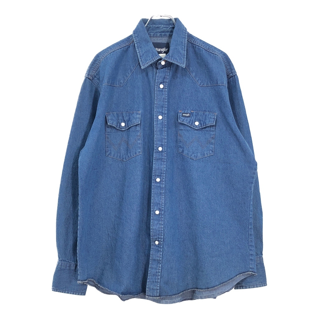 80年代 Wrangler ラングラー デニム ウエスタンシャツ ブルー(メンズ XXL相当)中古 古着 V3154拍卖