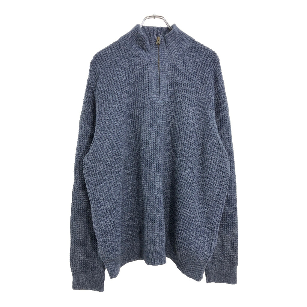 L.L.Bean エルエルビーン ハーフジップ コットンニット セーター アウトドア ブルー(メンズ XL)中古 古着 V3176拍卖