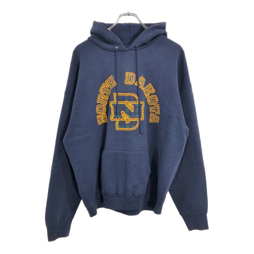 90年代 USA製 FRUIT OF THE LOOM フルーツオブザルーム スウェット パーカー カレッジ ネイビー(メンズ XL)中古 古着 V3175拍卖