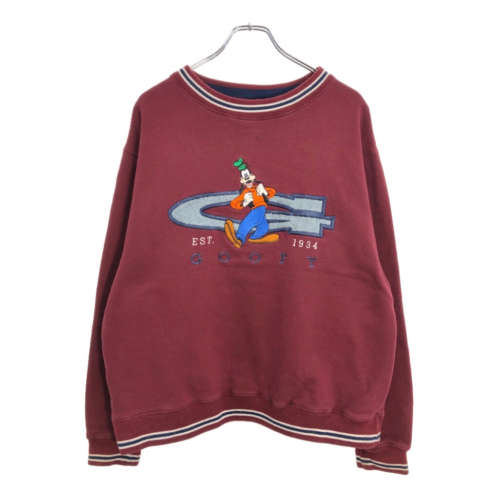 00年代 Disney ディズニー グーフィー スウェット キャラクター ワインレッド(メンズ M)中古 古着 V3187拍卖