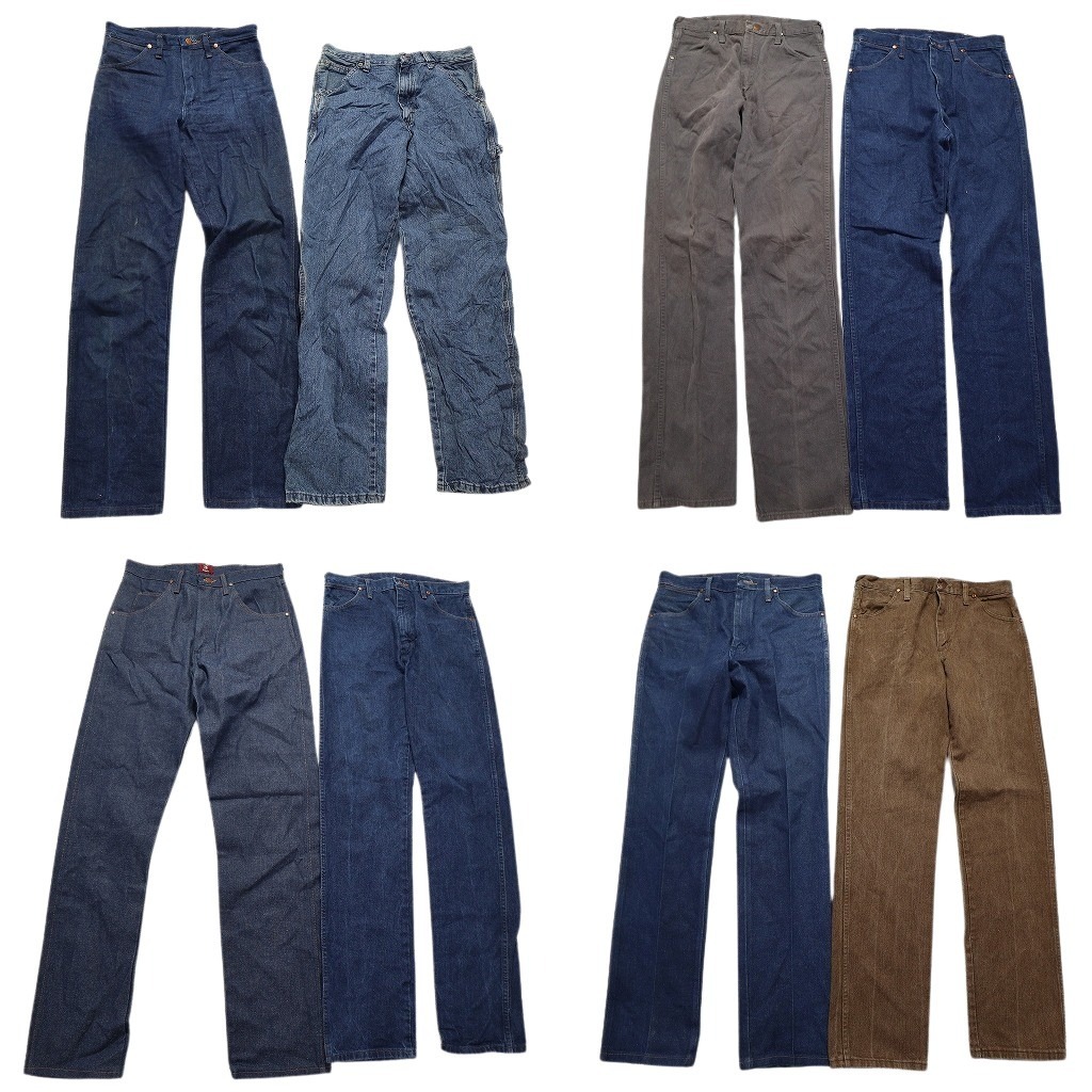 古着卸 まとめ売り Wrangler ラングラー パンツ 8枚セット (メンズ 29 /30 /31 /32 ) フェード 革パッチ ペインター 中古 古着 NC1354拍卖