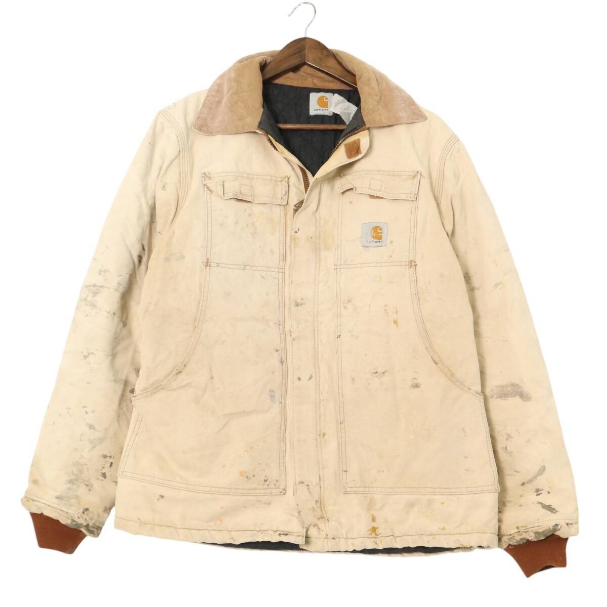 90年代 USA製 Carhartt カーハート トラディショナルコート ベージュ (メンズ XL相当) 中古 古着 A2079拍卖