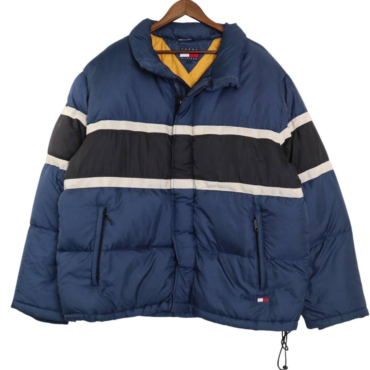 90年代 TOMMY HILFIGER トミーヒルフィガー ダウンジャケット ネイビー (メンズ XL) 中古 古着 A2715拍卖