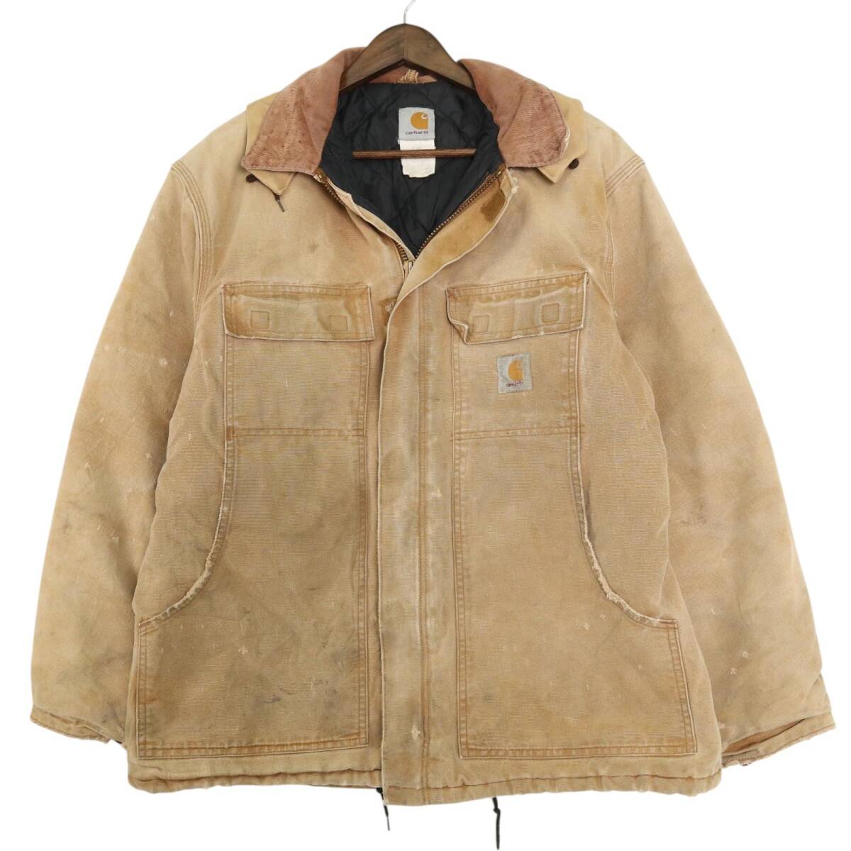 USA製 Carhartt カーハート トラディショナルコート ダック ワークジャケット ベージュ (メンズ 44 R) 中古 古着 A3223拍卖