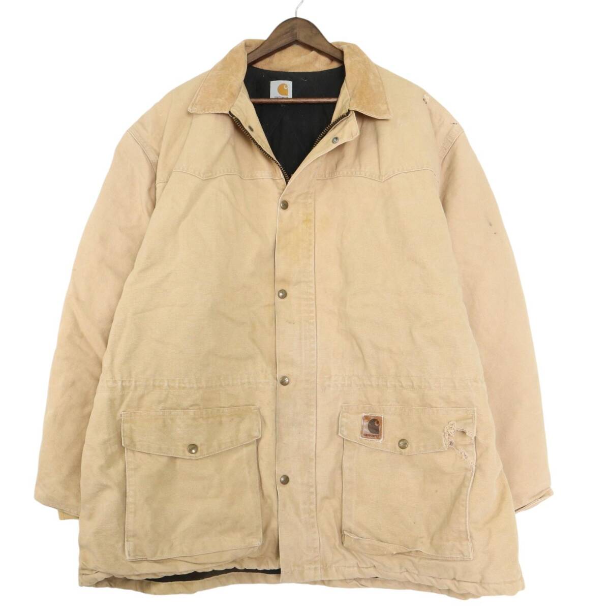 Carhartt カーハート ダック ワークジャケット 大きいサイズ ベージュ (メンズ XXL相当) 中古 古着 A3242拍卖