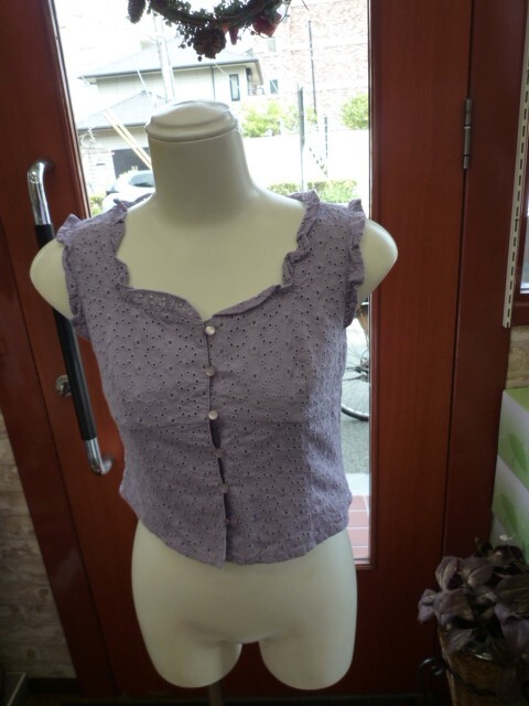 【0918-8】LAGUA GEM パープル系レースカットソー サイズS拍卖