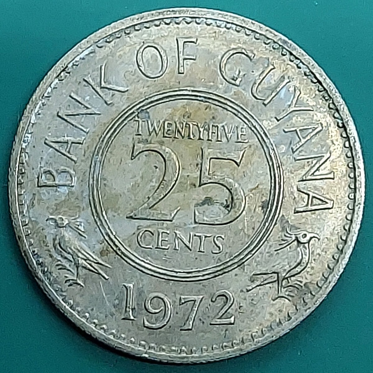 ガイアナ 25セント硬貨 1972年 「BANK OF GUYANA」 外国コイン 【L239】拍卖