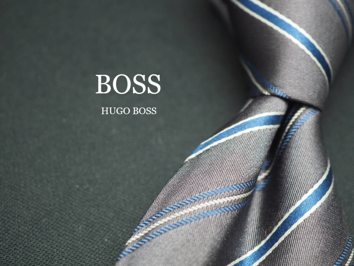 【HUGO BOSS ヒューゴ ボス】 F2274 グレー系 SILK ブランド ネクタイ 古着 良品 転売 仕入拍卖
