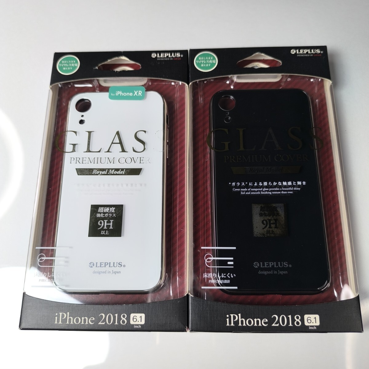 2色セット iPhone XR 背面ガラスシェルケース 側面メタリック ブラック ホワイト拍卖