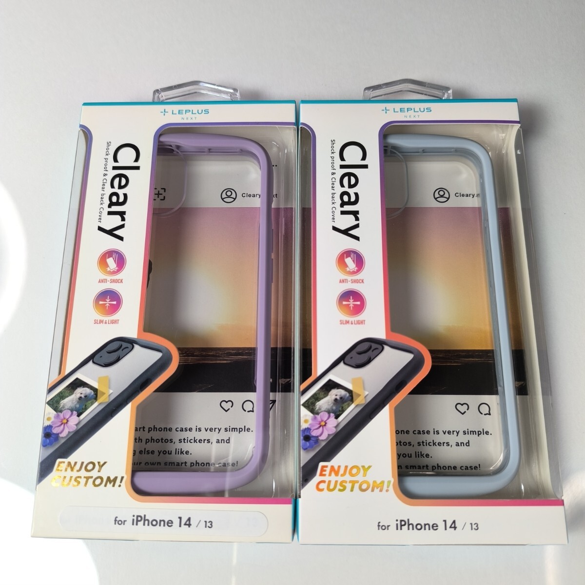 2色セット iPhone13 iPhone14 耐衝撃ハイブリッドケース ラベンダー ライトブルー拍卖