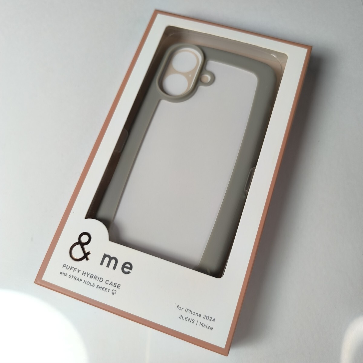iPhone16 耐衝撃ハイブリッドケース ぷっくりフレーム グレージュ 1429拍卖