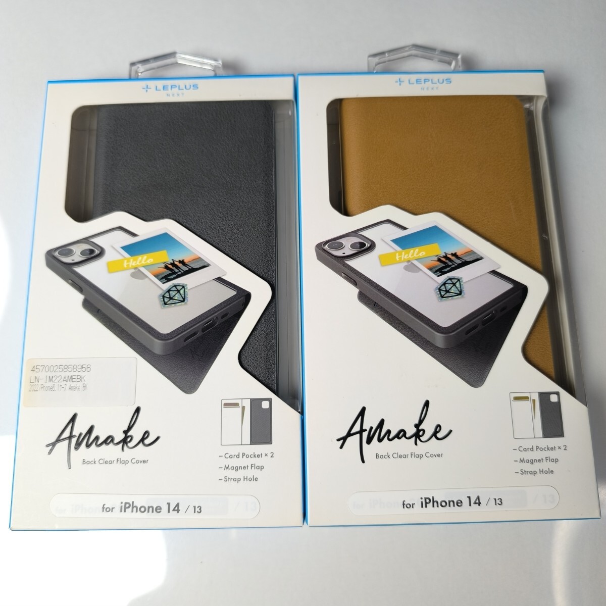 2色セット iPhone13 iPhone14 手帳型ケース 背面クリア キャメル ブラック拍卖