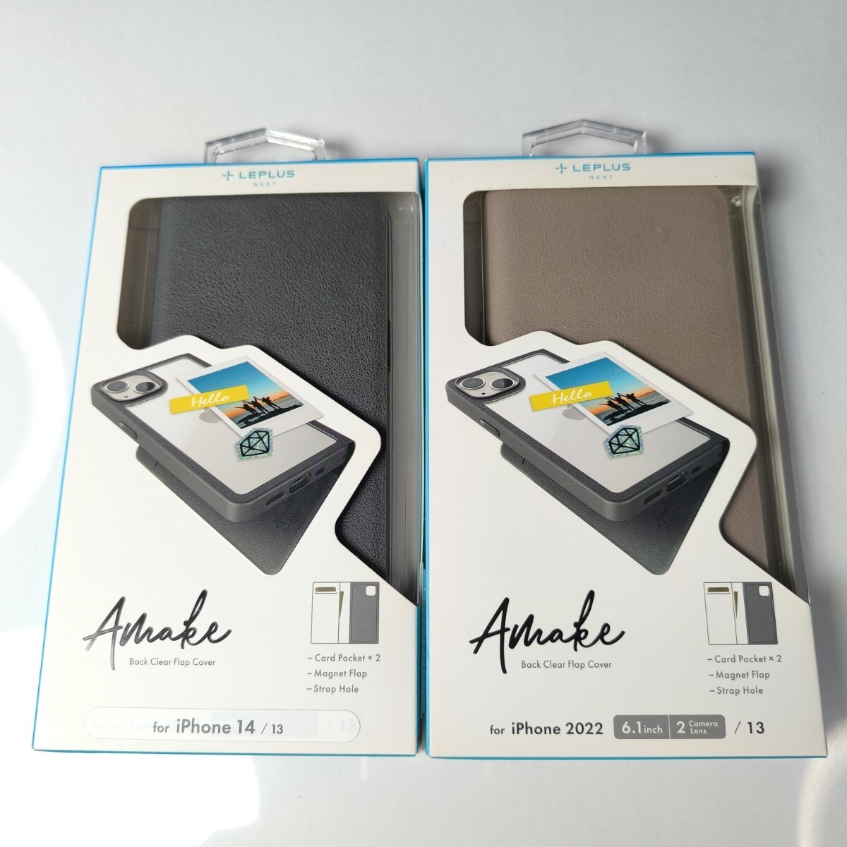 2色セット iPhone13 iPhone14 手帳型ケース 背面クリア グレージュ ブラック拍卖