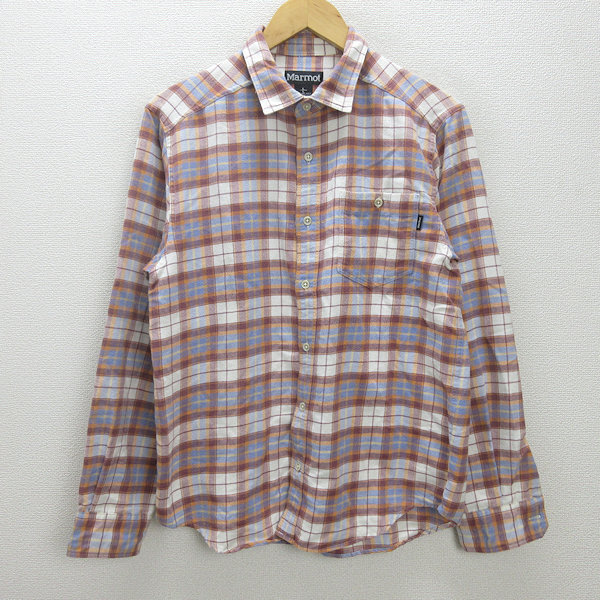 G■マーモット/Marmot 長袖シャツ/チェック柄 TOMSJB80XB【L】赤系/men's/122【中古】■拍卖