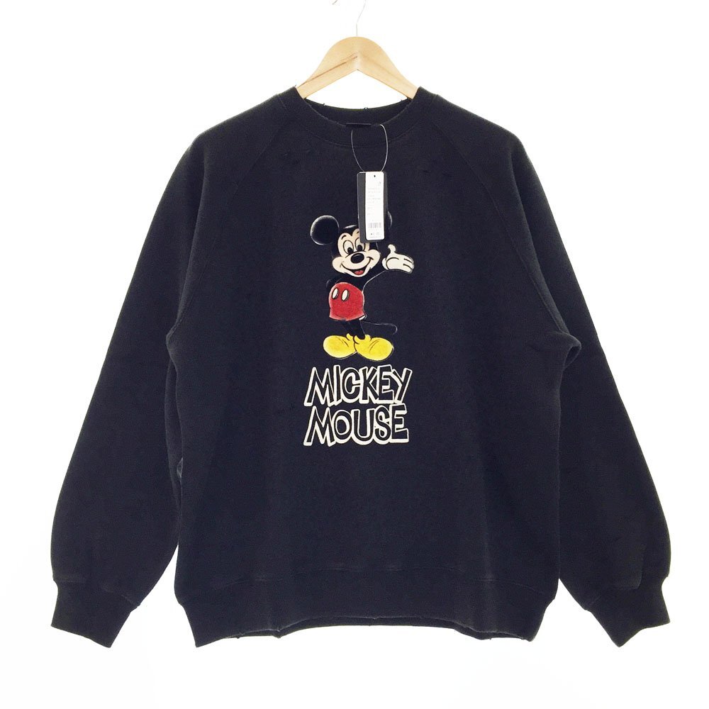 ●2024 未使用 Jeans Factory Clothes ジーンズファクトリークローズ フロッキープリント ダメージスウェット メンズM ブラック 1CC/93621拍卖