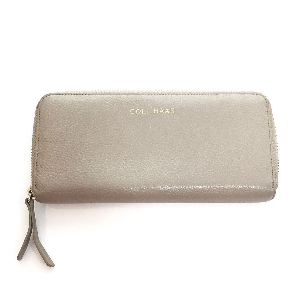 ◆COLE HAAN コールハーン ラウンドファスナーウォレット CHO21088 B46031 レディース メンズ グレージュ レザー 財布 長財布 6BC/93685拍卖