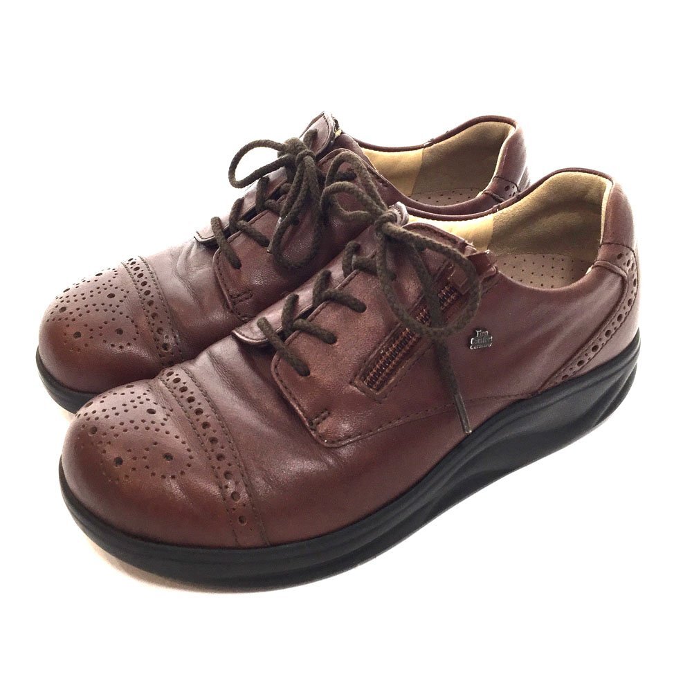 ◆美品 Finn Comfort フィンコンフォート プレーントゥ レースアップ シューズ サイズ3 22.7cm レディース ブラウン8608403 5BC/93679拍卖