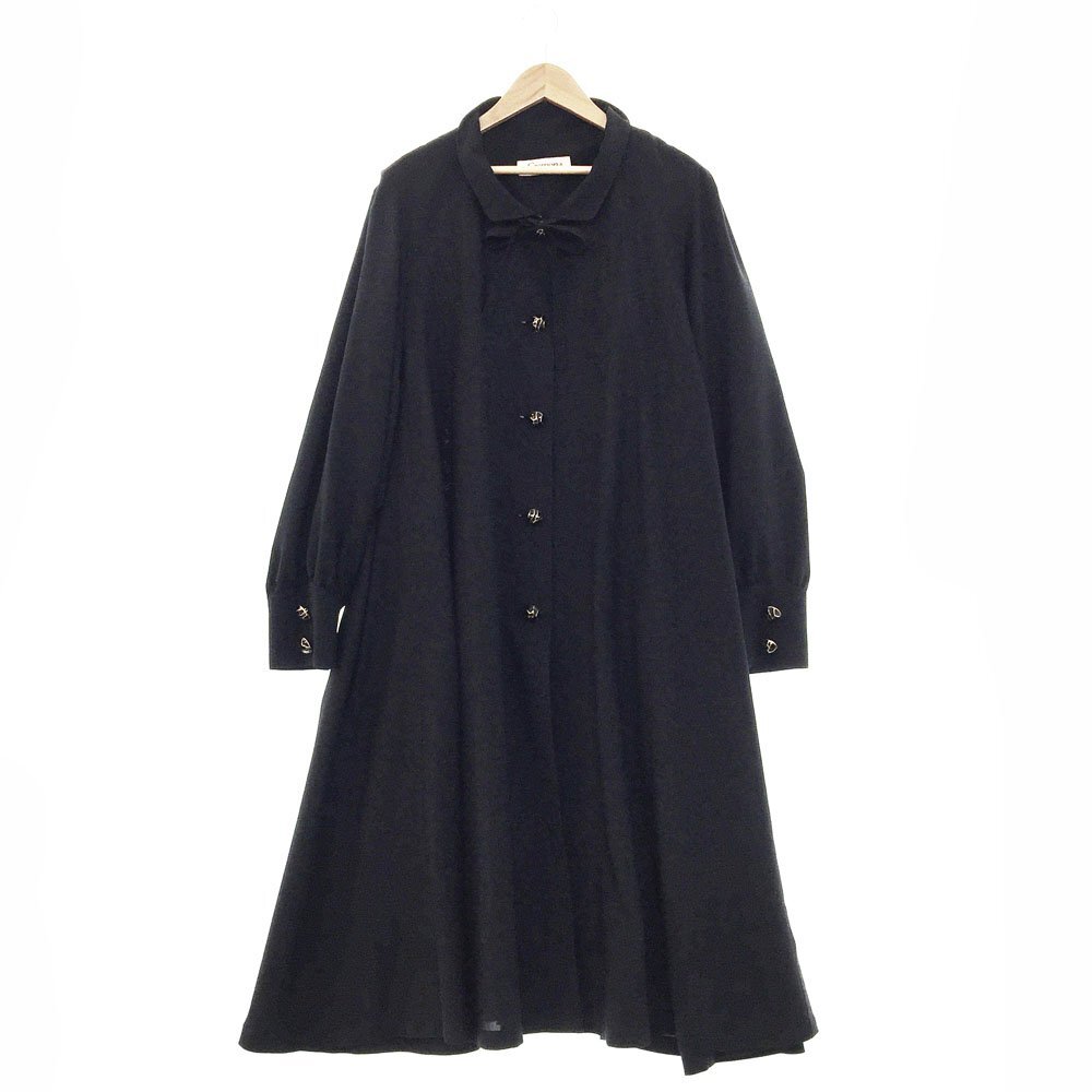 ★Cremona クレモナ 長袖 スプリングコート レディース サイズ9 ブラック ロング丈 アウター リボン ヴィンテージ 550-2802 3BA/43070拍卖