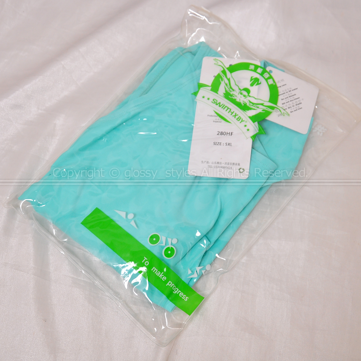 K2059-24■新品 特大 SWIMHXBY うろこ柄 ハイカット競泳水着 ハイレグ 280HF ミント 5XL拍卖