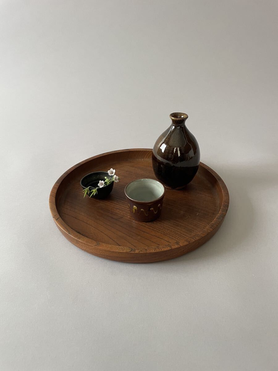 丸盆 3 直径28cm / 茶器 煎茶道具 茶道具 茶室 酒器 盆 木地 刳抜 工芸 漆芸 古民具 古民芸 古道具 菓子 木工 暮らし 侘び寂び 民藝 食器拍卖