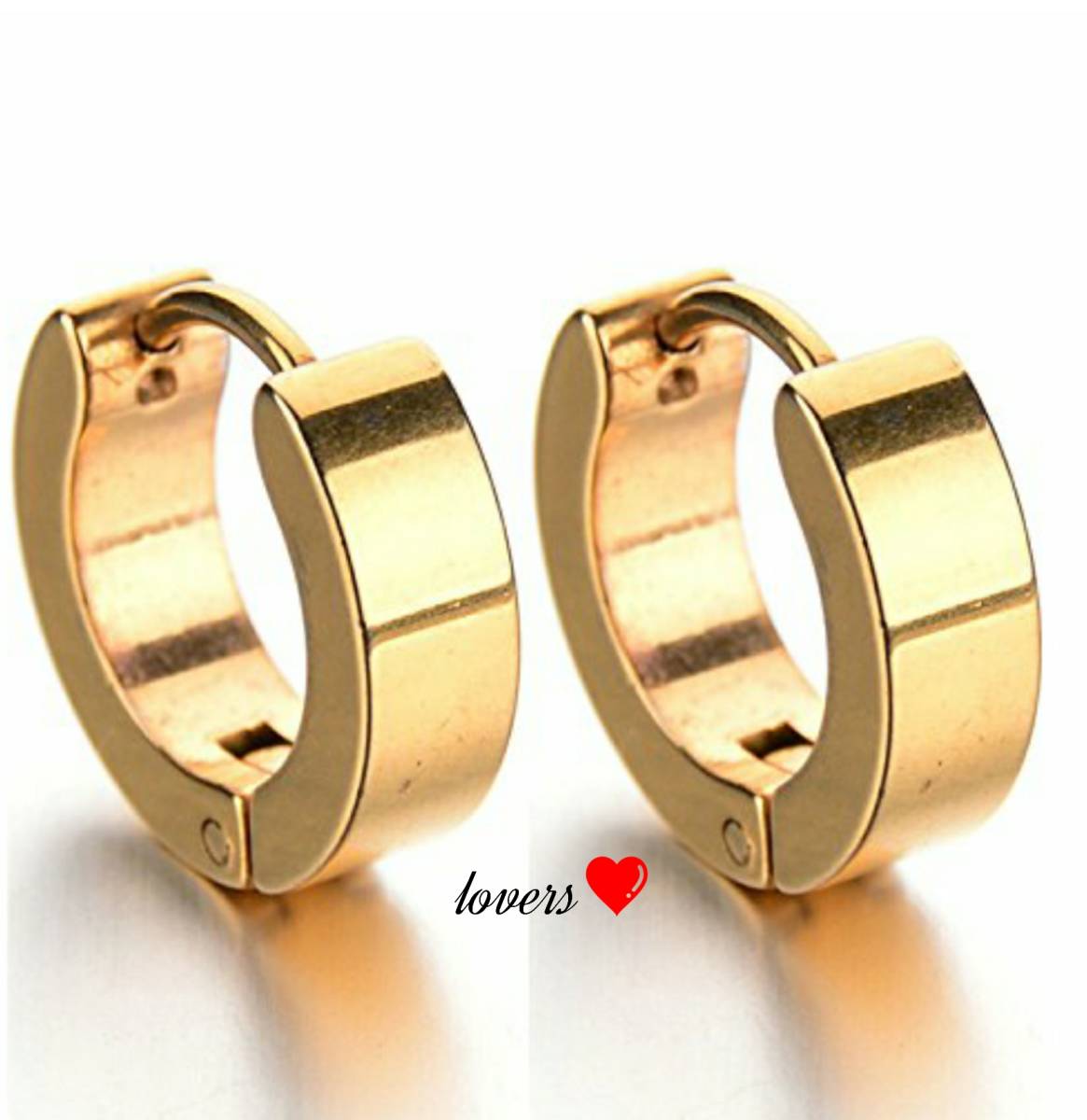 送料無料 2個セット4mm幅イエローゴールドサージカルステンレスシンプルフープピアス新品未使用ボーイズガールズメンズレディース拍卖