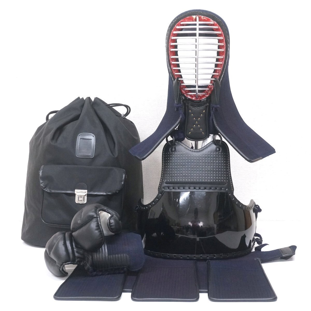 t0565◇防具一式◆中高生・一般160cm前後◆初心者向け◆つむじ64cm◆7mmミシン刺◆剣道拍卖