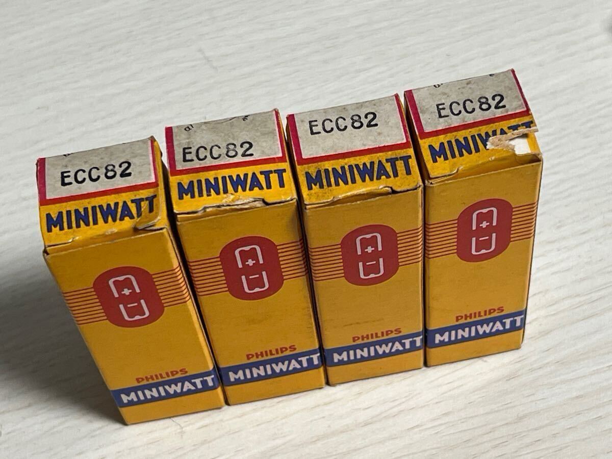 ECC82 4本セット PHILIPS MINIWATT TV-7 試験済み 真空管 未使用近い 良好 Heerlen オランダ製拍卖