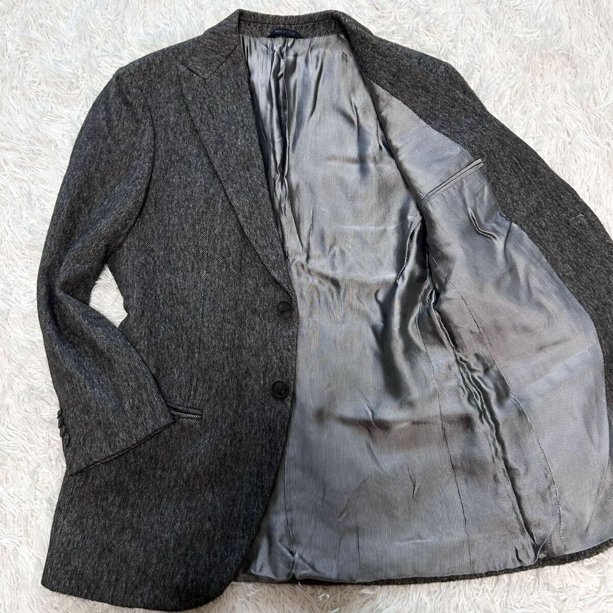 未使用級●近年モデル●GIORGIO ARMANI ジョルジオ アルマーニ テーラードジャケット ウール GEORGE ジョージ グレー 総裏地 48 L相当拍卖