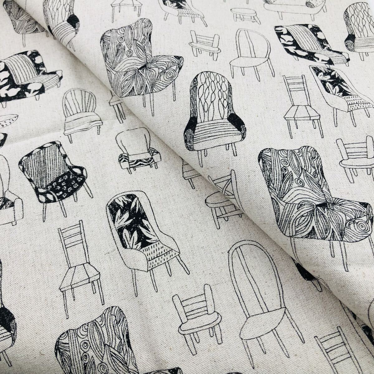 日本製 綿麻キャンバス 1m 椅子 コットンリネンキャンバス セブンベリー チェアー 110×100 生地 はぎれ ラストです拍卖