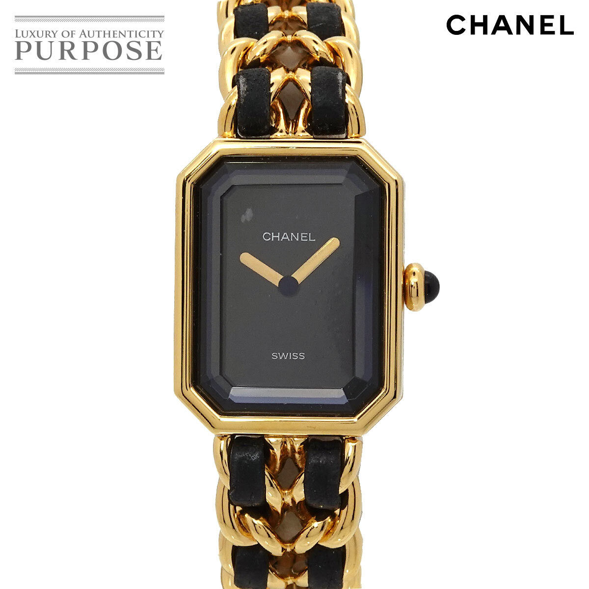 シャネル CHANEL プルミエール Sサイズ H0001 ヴィンテージ レディース 腕時計 ブラック ゴールド クォーツ Premiere 90293112拍卖