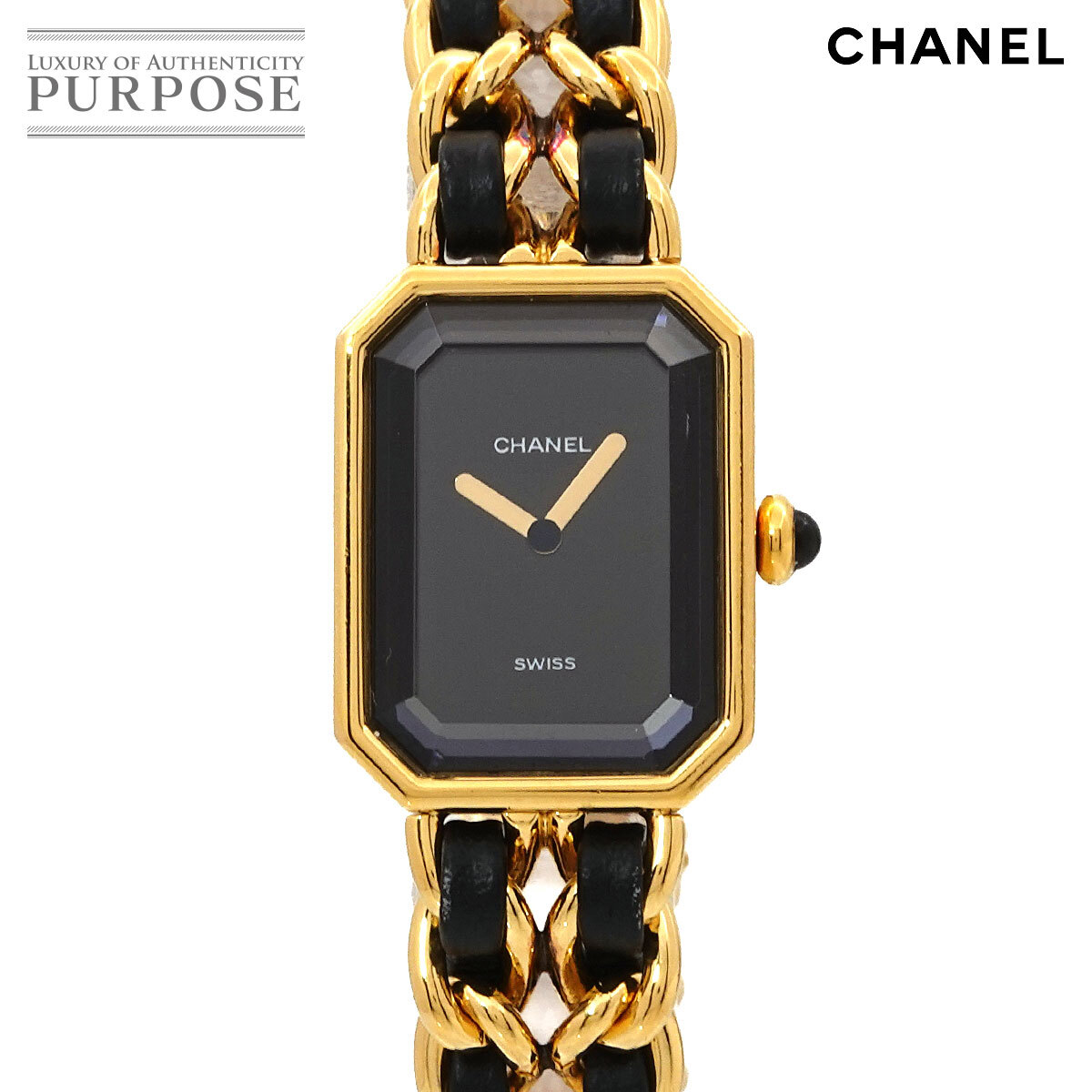 シャネル CHANEL プルミエール Lサイズ H0001 ヴィンテージ レディース 腕時計 ブラック ゴールド ウォッチ Premiere 90293799拍卖