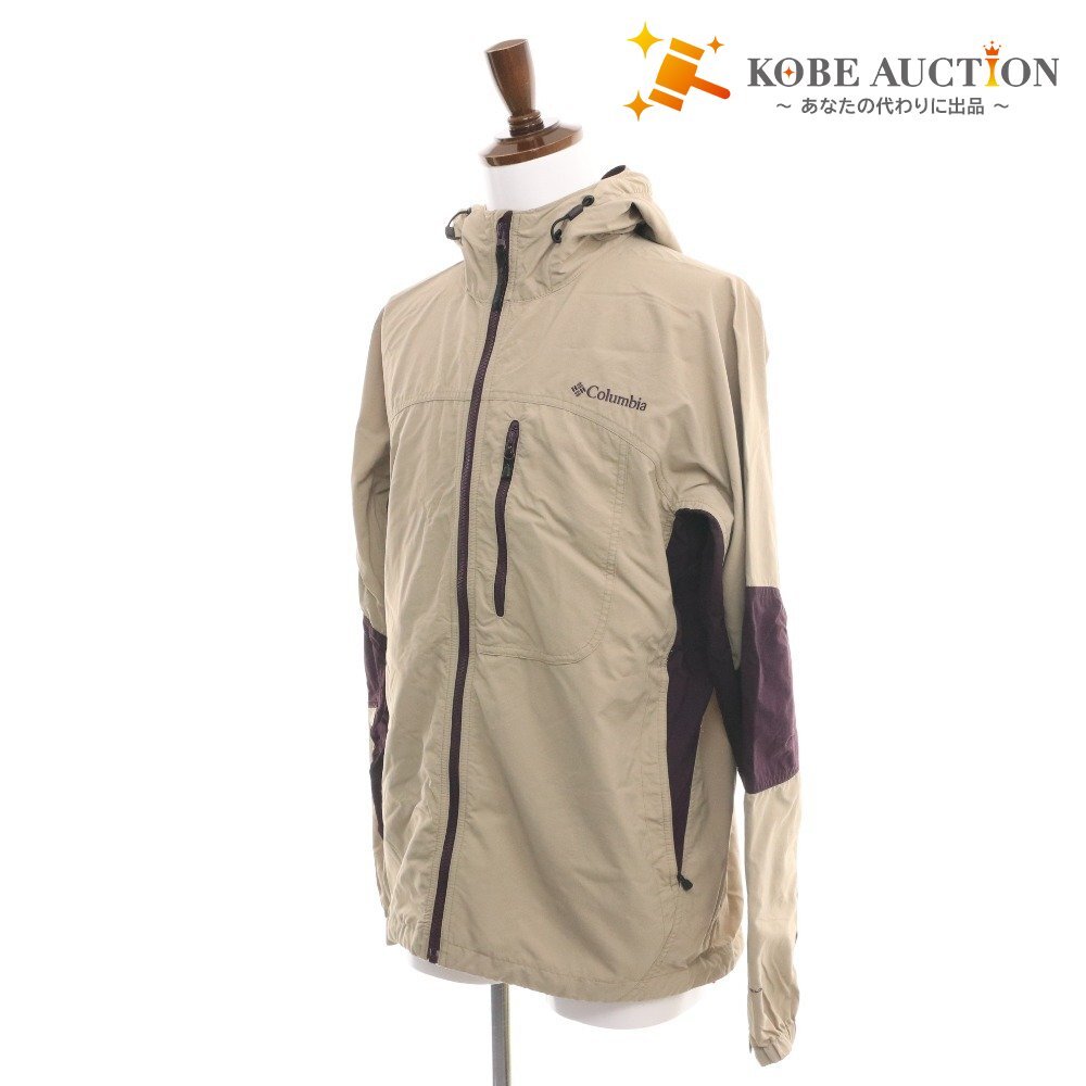 ■ コロンビア ウィンドブレーカー ナイロンジャケット アウター ジップアップ ロゴ メンズ XL ベージュ パープル拍卖