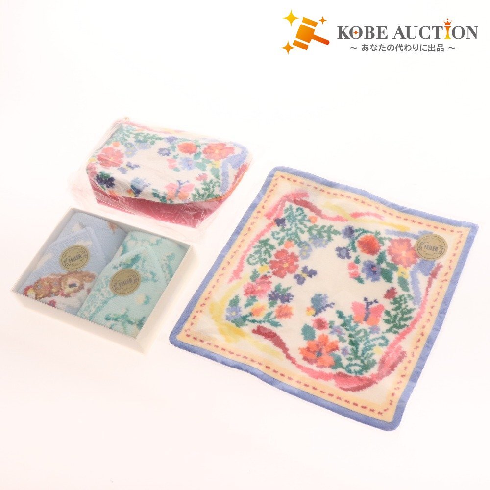 ■ フェイラー 3点セット まとめ売り タオルハンカチ ポーチ ANA 限定 チェスティ フラワー レディース 未開封 未使用拍卖