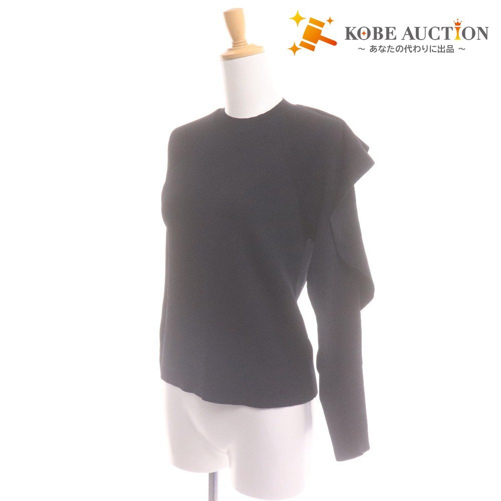 ■ アドーア ラッフルニット カットソー 長袖 トップス レディース 38 (M相当) ブラック拍卖