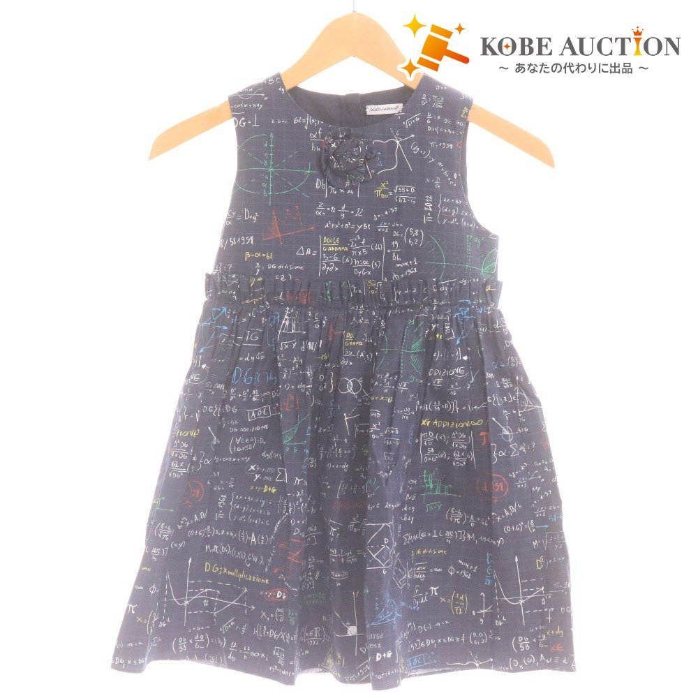 ■ ドルチェ&ガッバーナ ワンピース ノースリーブ トップス ボトムス 総柄 花ワンポイント キッズ 6 (113~119cm)ネイビー拍卖