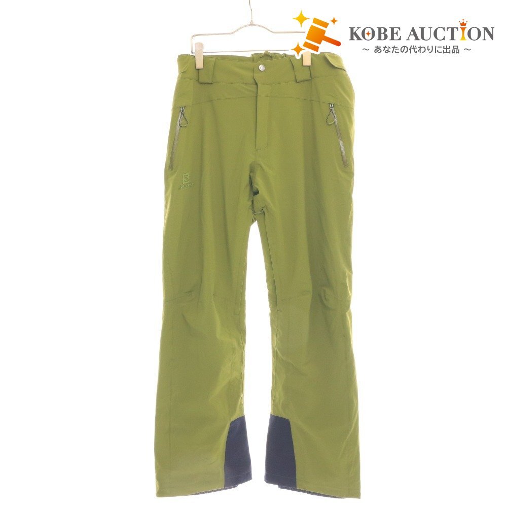 ■ SALOMON サロモン スキーウェア パンツ ボトムス 登山 レジャー チャック ポケット ボタン メンズ XL カーキ拍卖