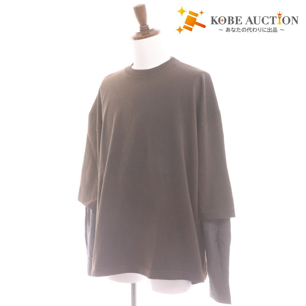 ■ WILLY CHAVARRIA ウィリーチャバリア Tシャツ ロンT 長袖 トップス フェイクレイヤード メンズ M 表地/ブラウン 裏地/ネイビー拍卖