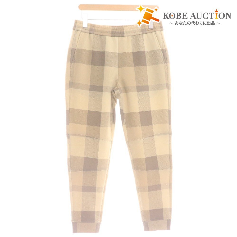 ■ ブラックレーベル クレストブリッジ ジョガーパンツ ボトムス ジャージ リブ ウエストゴム 紐 チェック柄 メンズ M ベージュ系拍卖