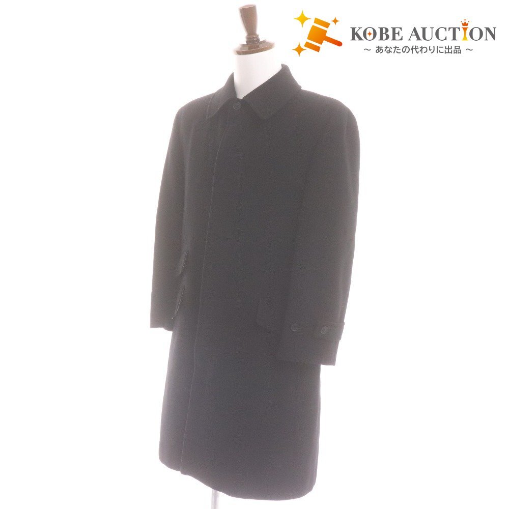 ■ バーバリーブラックレーベル チェスターコート BMC50 長袖 ジャケット アウター 襟ボタン カシミヤ混 ノバチェック 日本製 メンズ M 黒拍卖