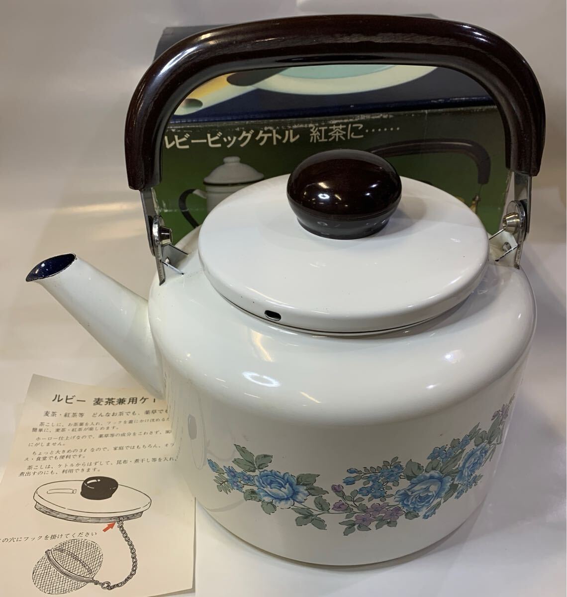 昭和レトロ ホーローケトル ルビービッグケトル 容量 3.4リットル 株式会社ルビー未使用品ですが 取手に欠損あり ジャンク品 1点拍卖