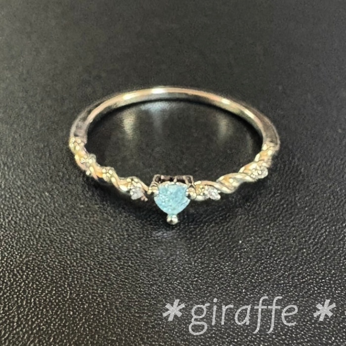 A982 匿名配送 指輪 レディース ハート アイスジルコン ジルコニア 水色 ライトブルー 細い シルバー 12号 ワンサイズ リング拍卖