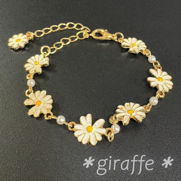 D096 匿名配送 ブレスレット レディース フラワー デイジー ゴールド お花 可愛い チェーン 拍卖